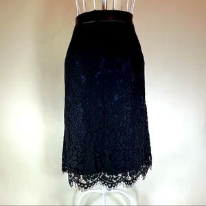 Black Leather Waistband Lace Skirt